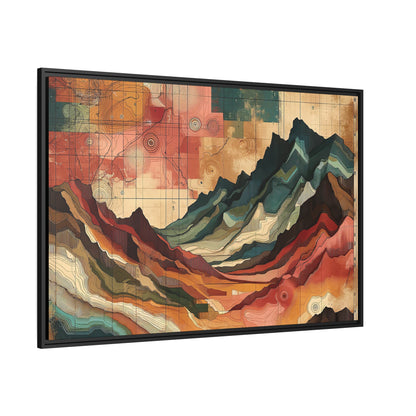 Rugged Mountain Map II | Digital Abstract Work of Art | FRAMED CANVAS WRAP