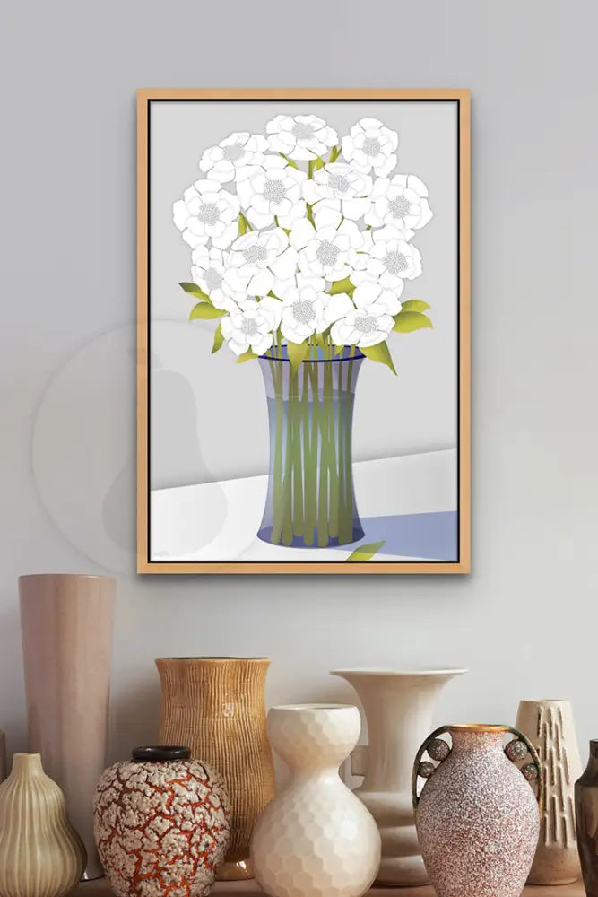 Floral White Bouquet in Glass Vase - White Back Ground - FINE ART PAPER - Green Pear House and Home