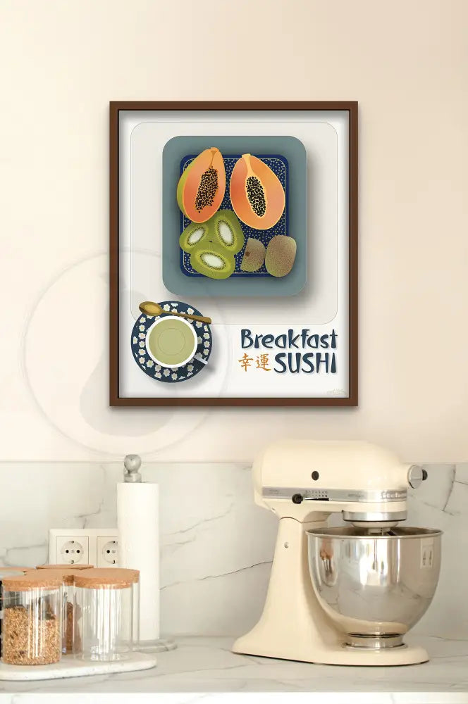 Breakfast Sushi Print Papaya And Kiwi 16 X 20 / Alabaster No Pattern Fine Art Matte Museum-Grade