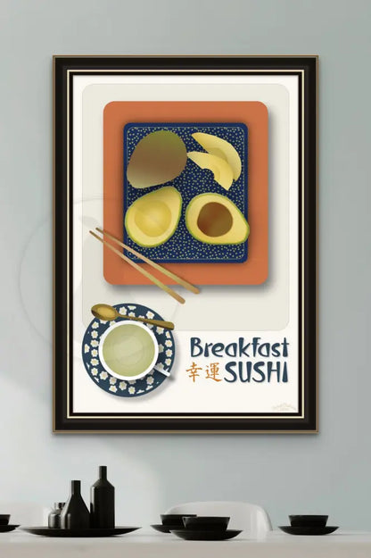 Breakfast Sushi Print Avocado 20 X 30 / Alabaster No Pattern Fine Art Matte Museum-Grade Paper