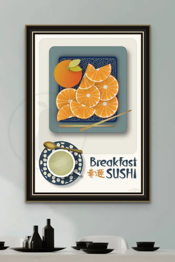 Breakfast Sushi Print Oranges 20 X 30 / Alabaster No Pattern Fine Art Matte Museum-Grade Paper
