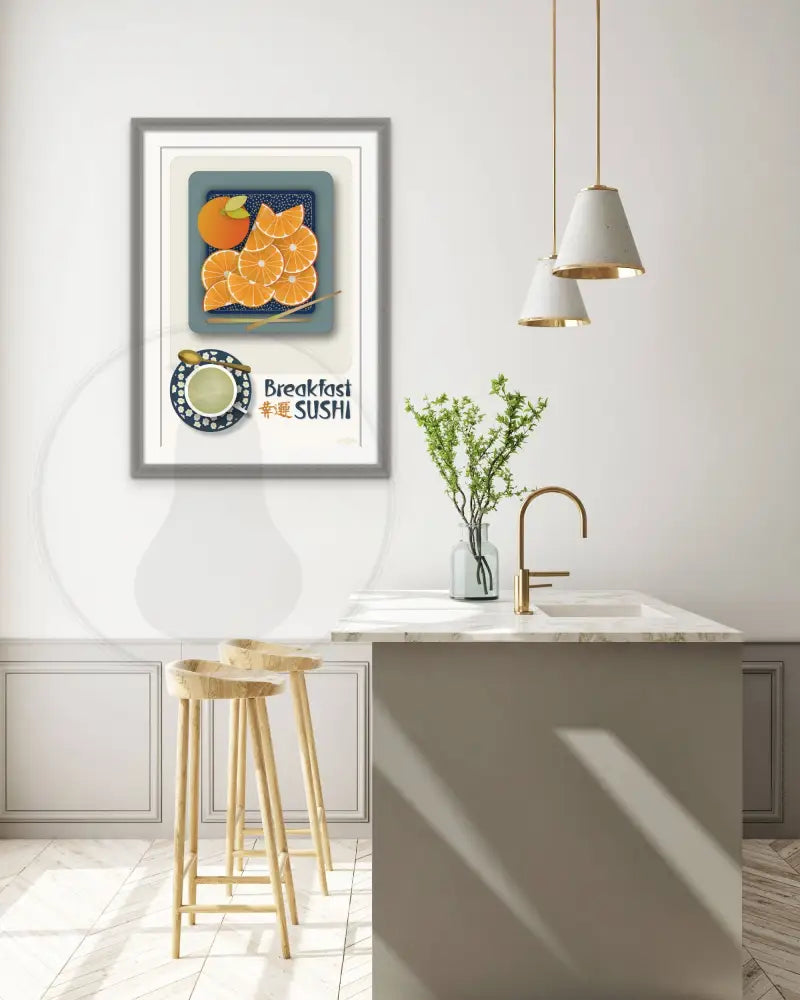 Breakfast Sushi Print Oranges 24 X 36 / Alabaster No Pattern Fine Art Matte Museum-Grade Paper