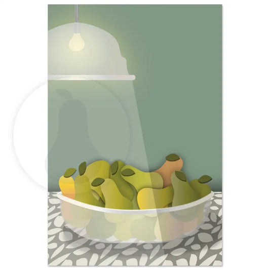 Radiant Harvest Bowl of Pears Wall Art (Green) / FINE ART PAPER - Green Pear House and Home