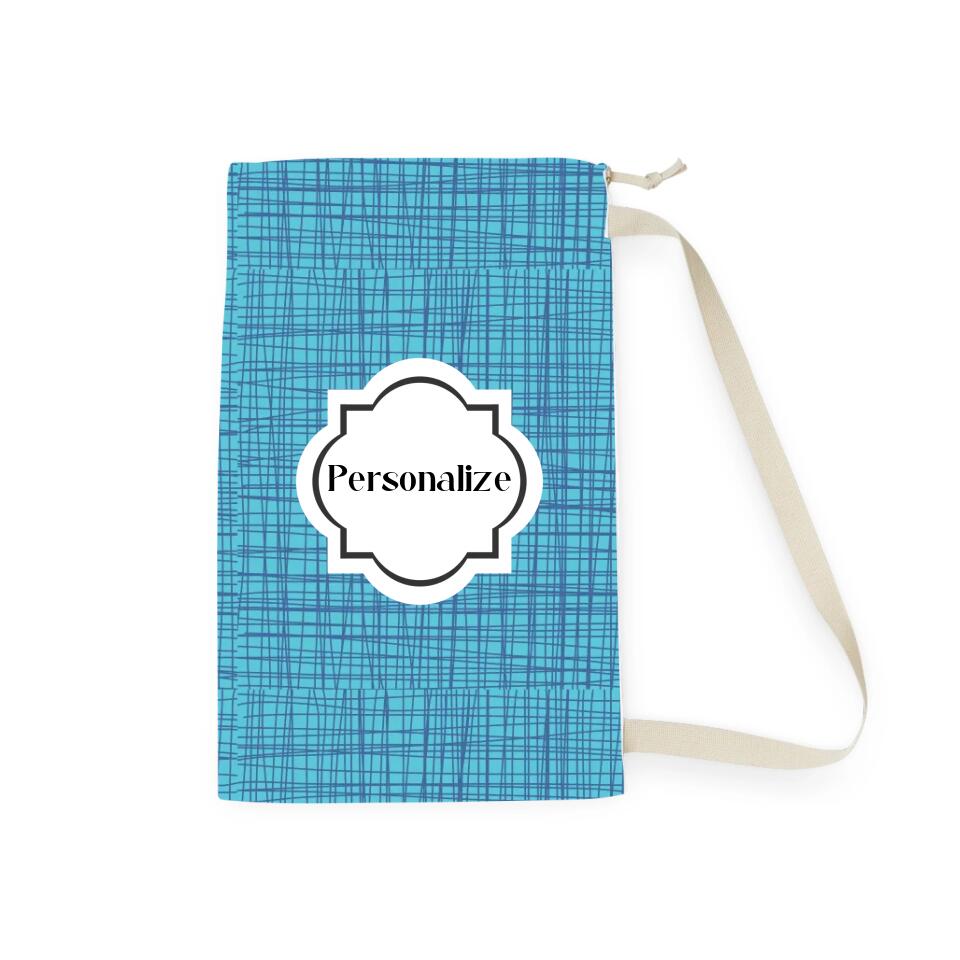 Laundry, Storage, or Camp Bag | J | Grasscloth Pattern | Mariner and Watercource | PERSONALIZE and CUSTOMIZE
