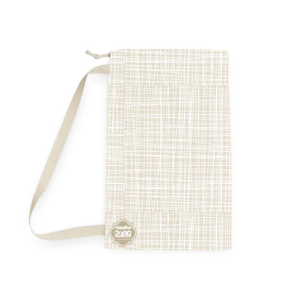 Laundry, Storage, or Camp Bag | L | Grasscloth Pattern | White and Pale Palomino | PERSONALIZE and CUSTOMIZE