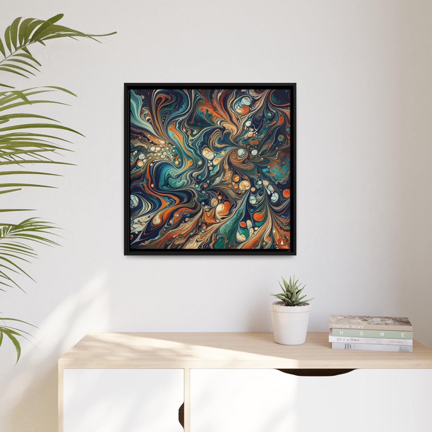 Ocean and Shells | Digital Abstract Work of Art | FRAMED CANVAS WRAP