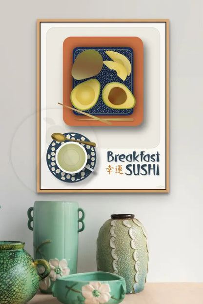 Breakfast Sushi Print Avocado 18 X 24 / Alabaster No Pattern Fine Art Matte Museum-Grade Paper