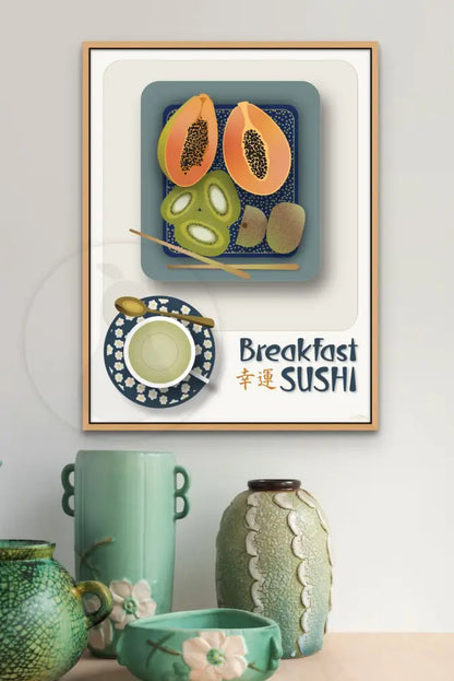Breakfast Sushi Print Papaya And Kiwi 18 X 24 / Alabaster No Pattern Fine Art Matte Museum-Grade
