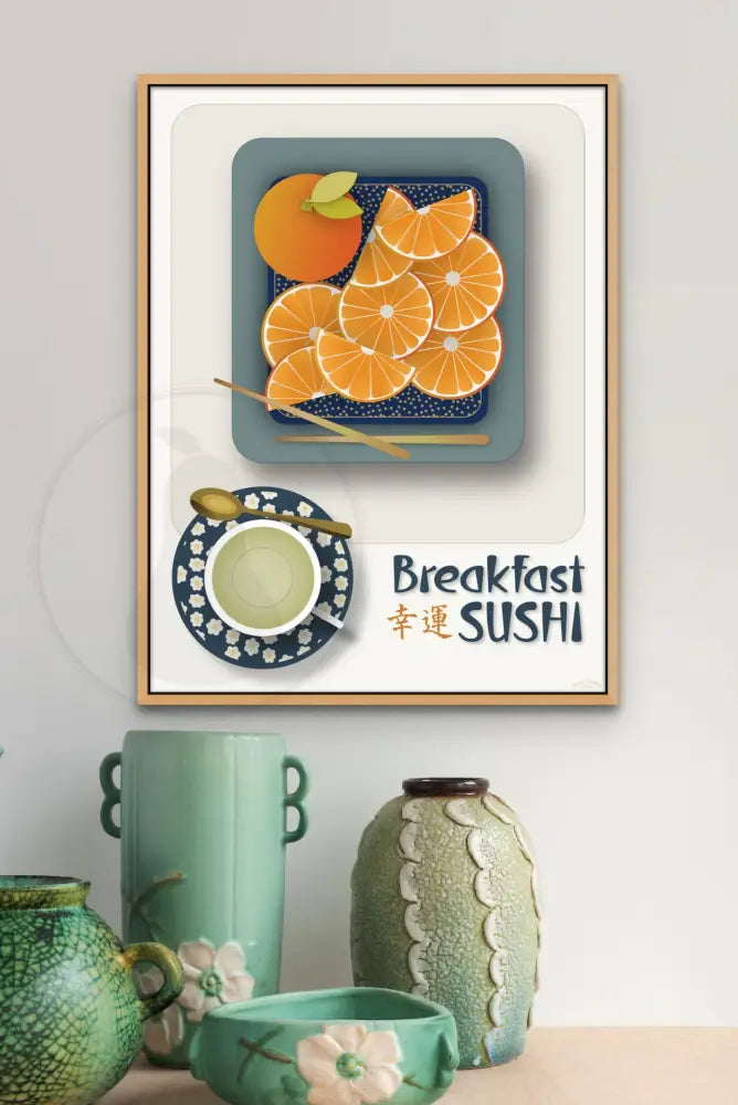 Breakfast Sushi Print Oranges 18 X 24 / Alabaster No Pattern Fine Art Matte Museum-Grade Paper