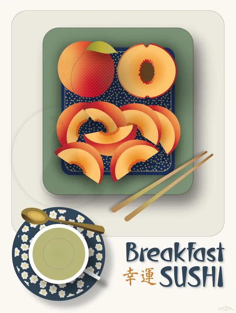 Breakfast Sushi Print Peaches Fine Art Matte Museum-Grade Paper