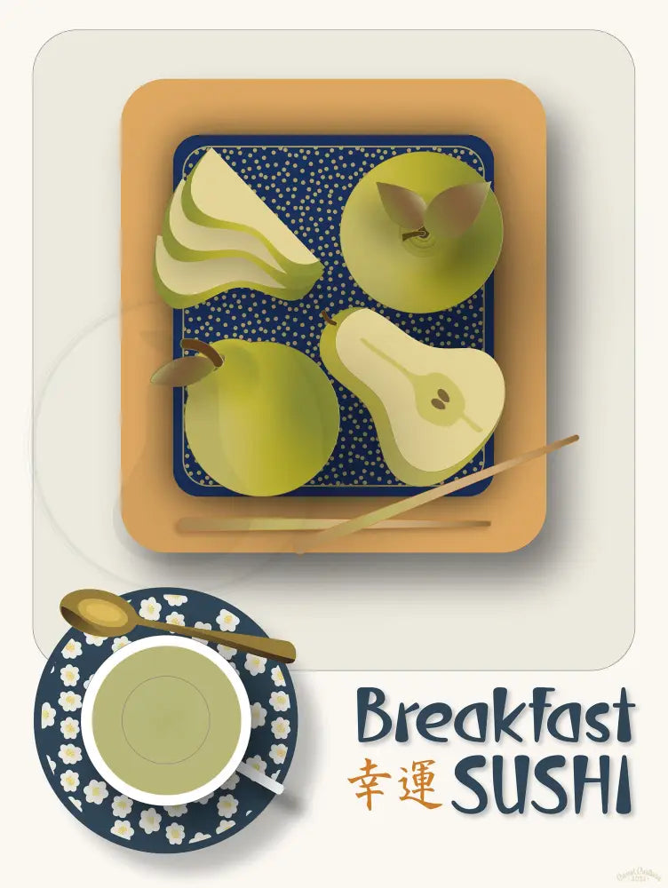 Breakfast Sushi Print Pears Fine Art Matte Museum-Grade Paper