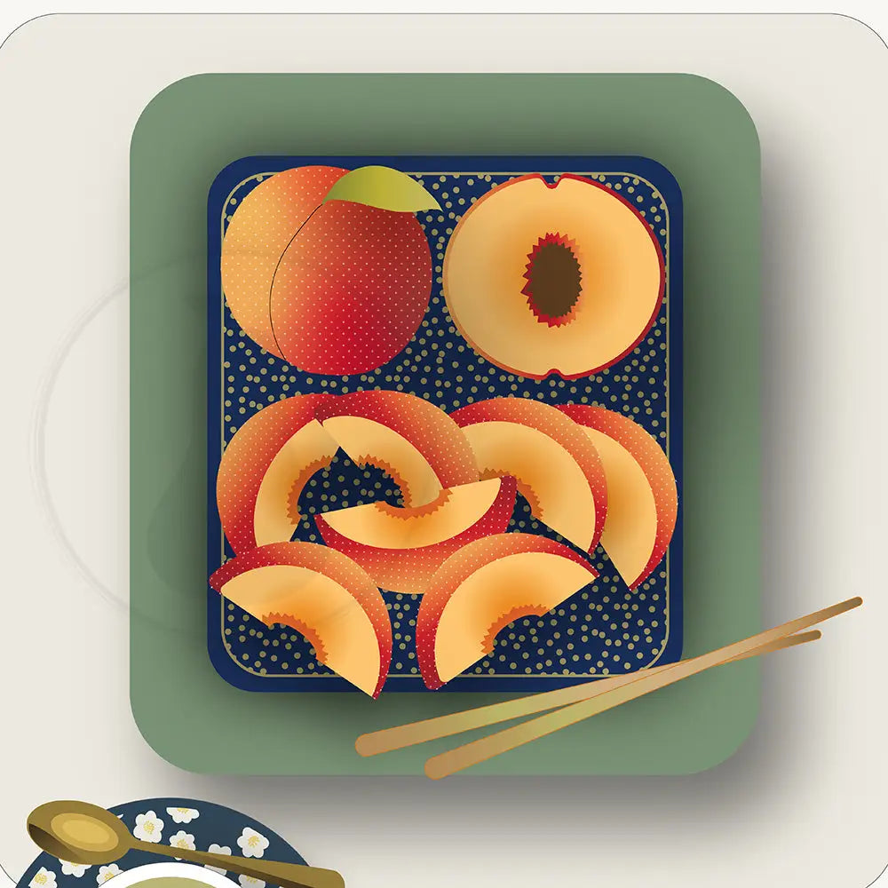 Breakfast Sushi Wall Art Peaches / FINE ART PAPER - Green Pear House and Home