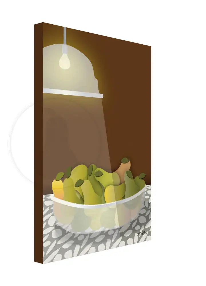 Radiant Harvest Bowl of Pears Wall Art (Brown) / CANVAS PRINT - Green Pear House and Home