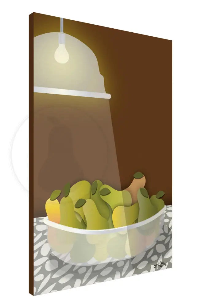 Radiant Harvest Bowl of Pears Wall Art (Brown) / CANVAS PRINT - Green Pear House and Home