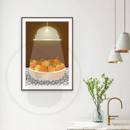 Radiant Harvest Bowl of Oranges Wall Art (Brown) / FINE ART PAPER - Green Pear House and Home