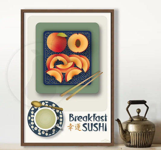 Breakfast Sushi Print Peaches 12 X 18 / Alabaster No Pattern Fine Art Matte Museum-Grade Paper