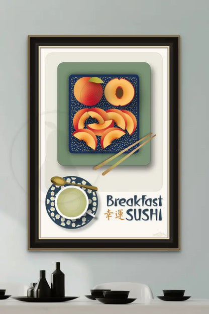 Breakfast Sushi Print Peaches 20 X 30 / Alabaster No Pattern Fine Art Matte Museum-Grade Paper
