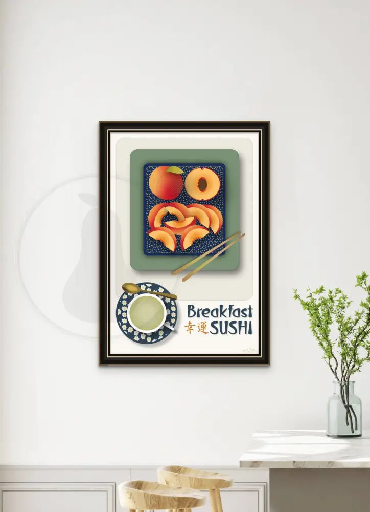 Breakfast Sushi Print Peaches 24 X 36 / Alabaster No Pattern Fine Art Matte Museum-Grade Paper