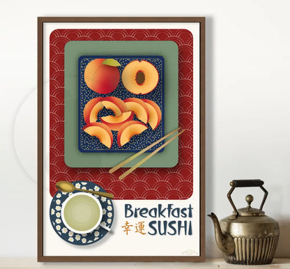 Breakfast Sushi Print Peaches Fine Art Matte Museum-Grade Paper