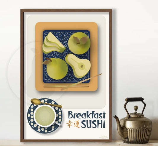 Breakfast Sushi Print Pears 12 X 18 / Alabaster No Pattern Fine Art Matte Museum-Grade Paper