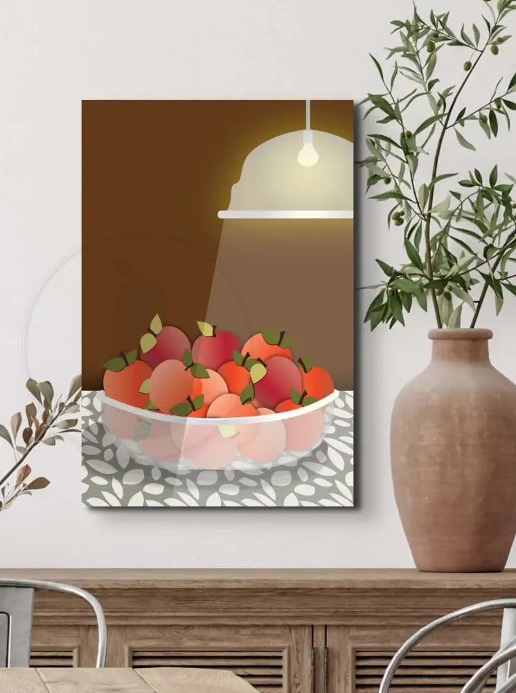 Radiant Harvest Bowl of Apples Wall Art (Brown) / CANVAS PRINT - Green Pear House and Home