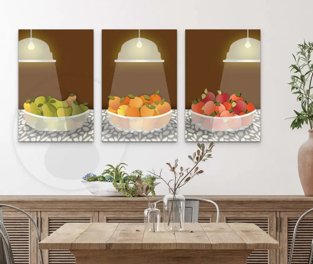 Radiant Harvest Bowl of Apples Wall Art (Brown) / CANVAS PRINT - Green Pear House and Home