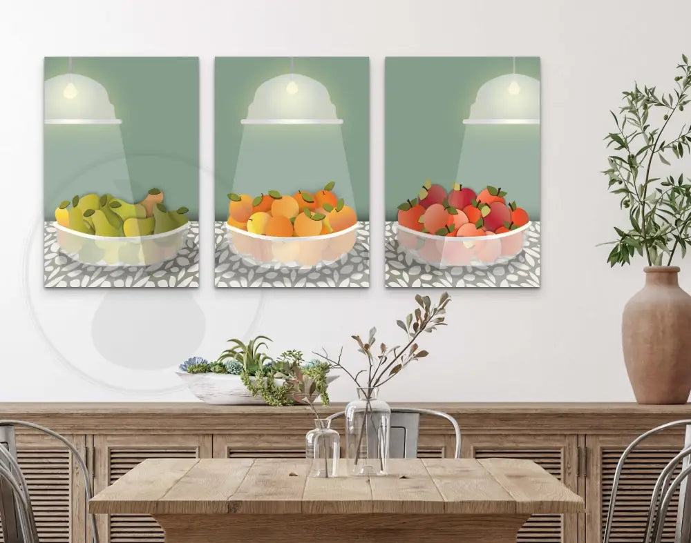 Radiant Harvest Bowl of Apples Wall Art (Green) / CANVAS PRINT - Green Pear House and Home