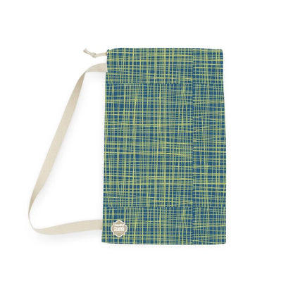 Laundry, Storage, or Camp Bag | D | Grasscloth Pattern | Melange Green - Nautical Blue | PERSONALIZE and CUSTOMIZE