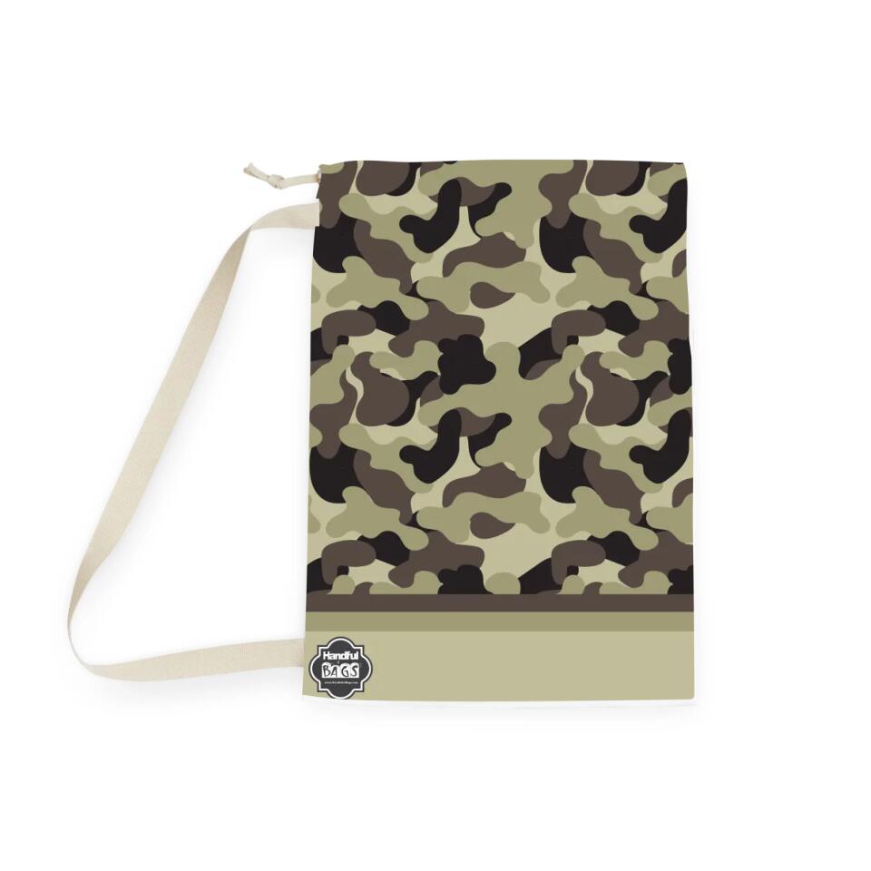 Laundry, Storage, or Camp Bag | Hunting Camouflage Pattern in Dark Beige | PERSONALIZE and CUSTOMIZE
