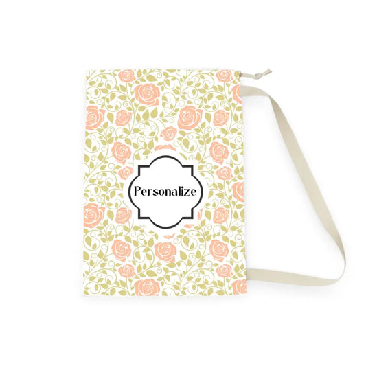 Laundry, Storage, or Camp Bag | Vines  and Roses in Pink and Sage | PERSONALIZE and CUSTOMIZE